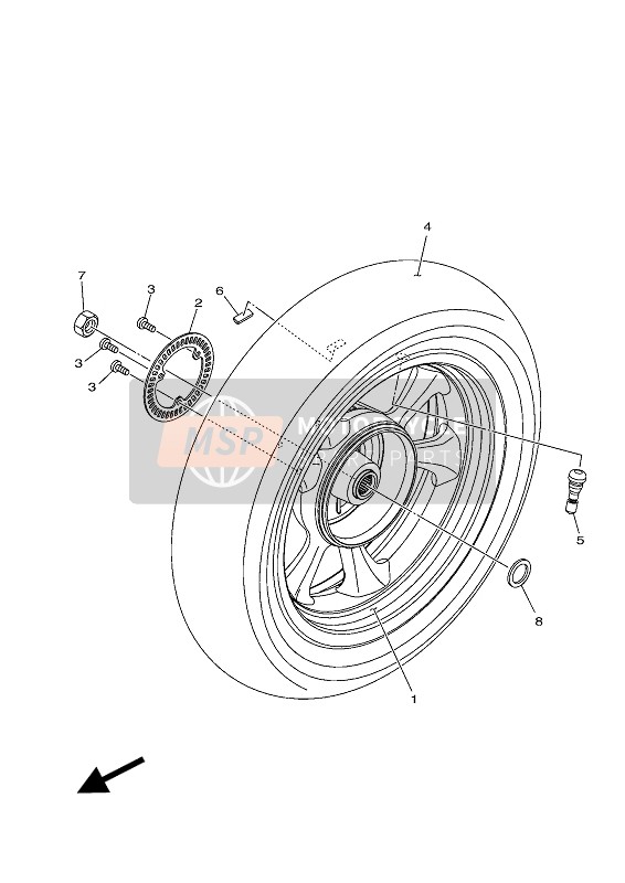 BB8F53381100, Cast Wheel, Rear, Yamaha, 0